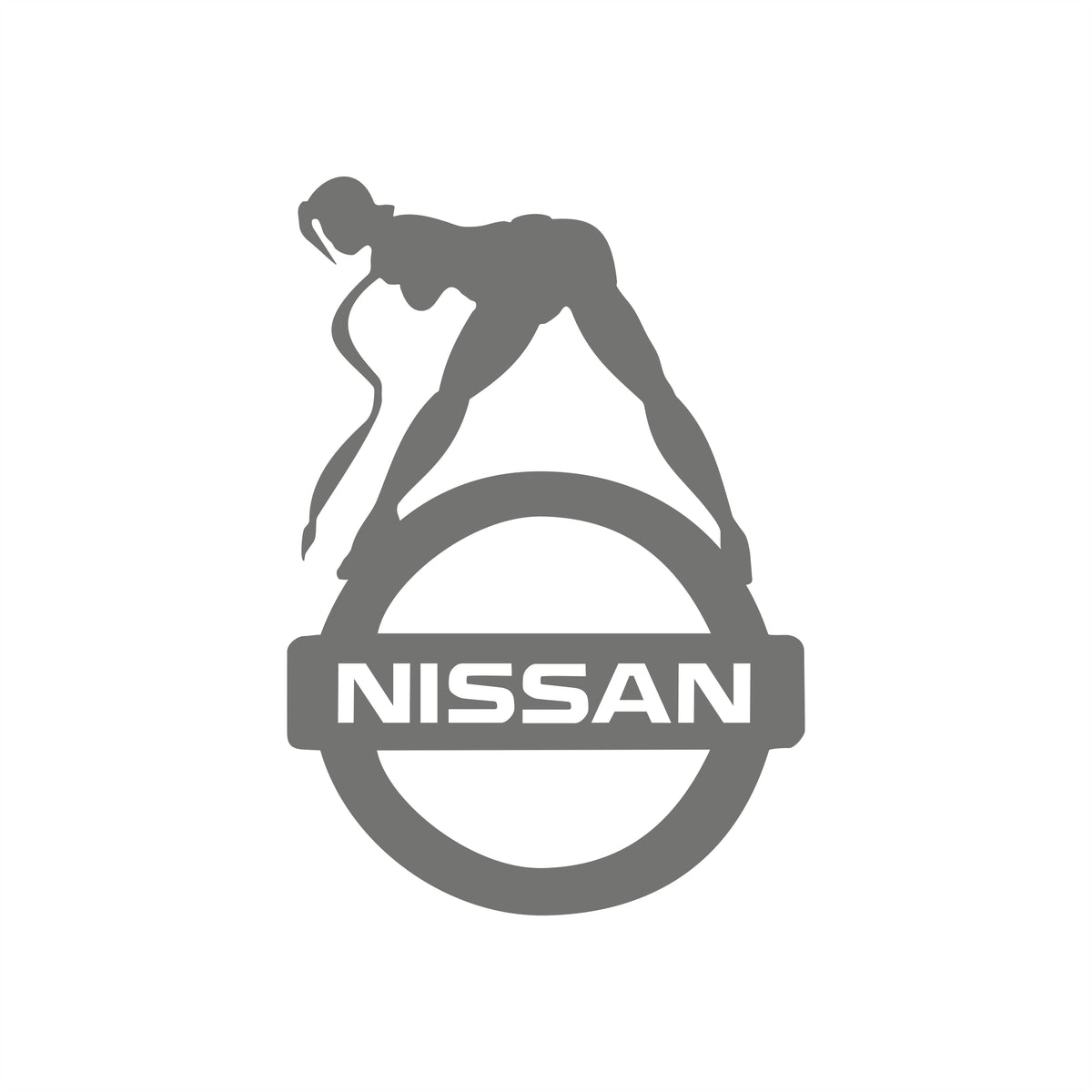 Naked Nissan Girl 10cm Sticker