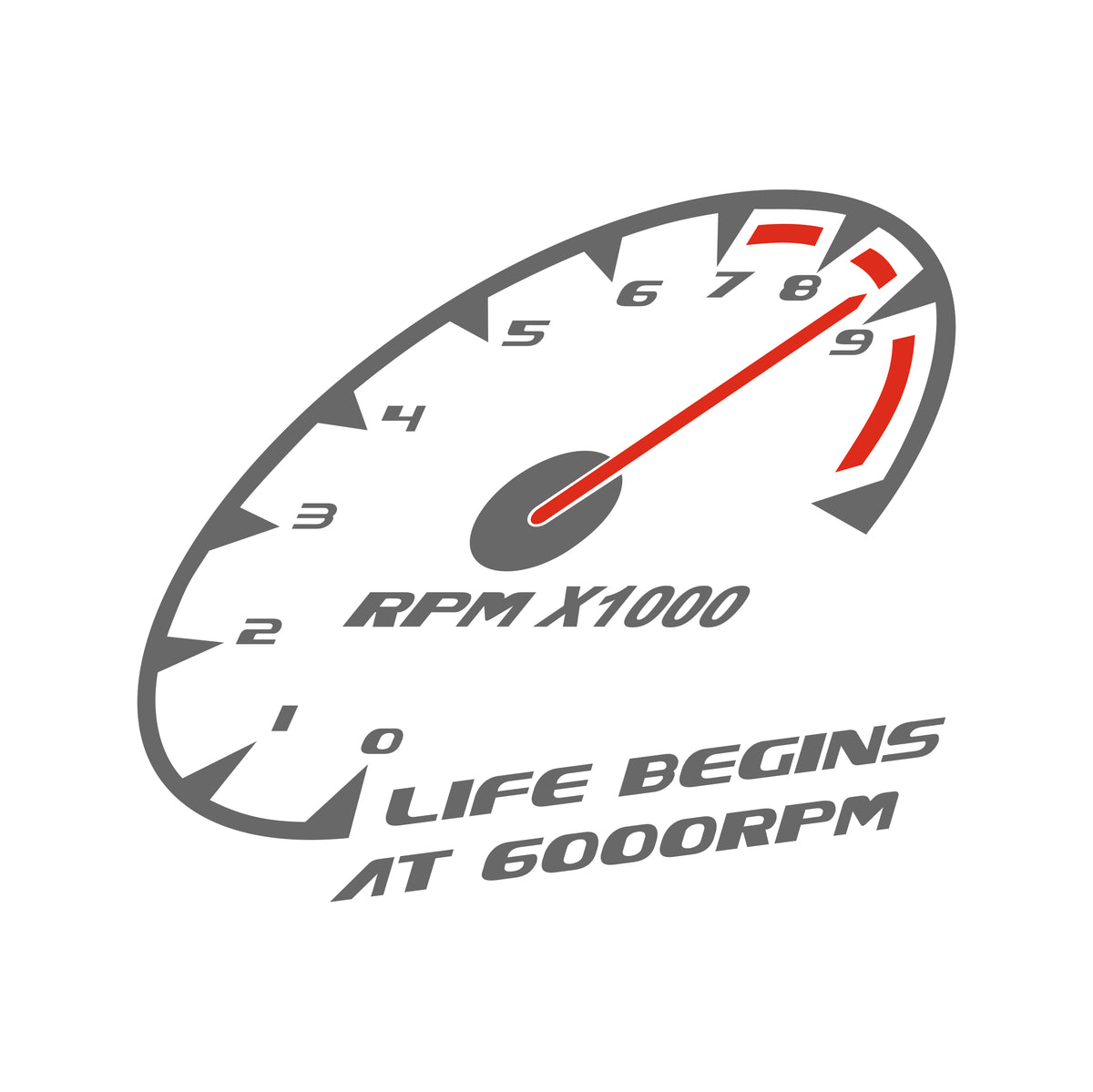 life begins at 6000rpm – 15cm Autofolie Sticker