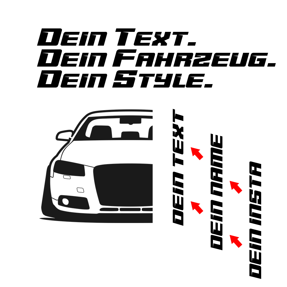 Audi A3 8P Hoodie mit individuellem Seitennamen, Car Apparel Design