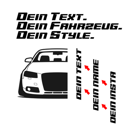 Audi A3 8P Hoodie mit individuellem Seitennamen, Car Apparel Design