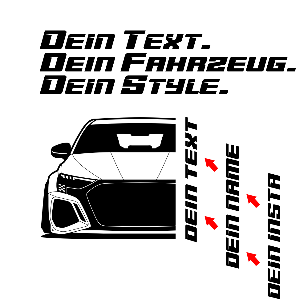 2.	Audi RS3 8Y T-Shirt mit personalisierbarem Seitenschriftzug für Audi Fans