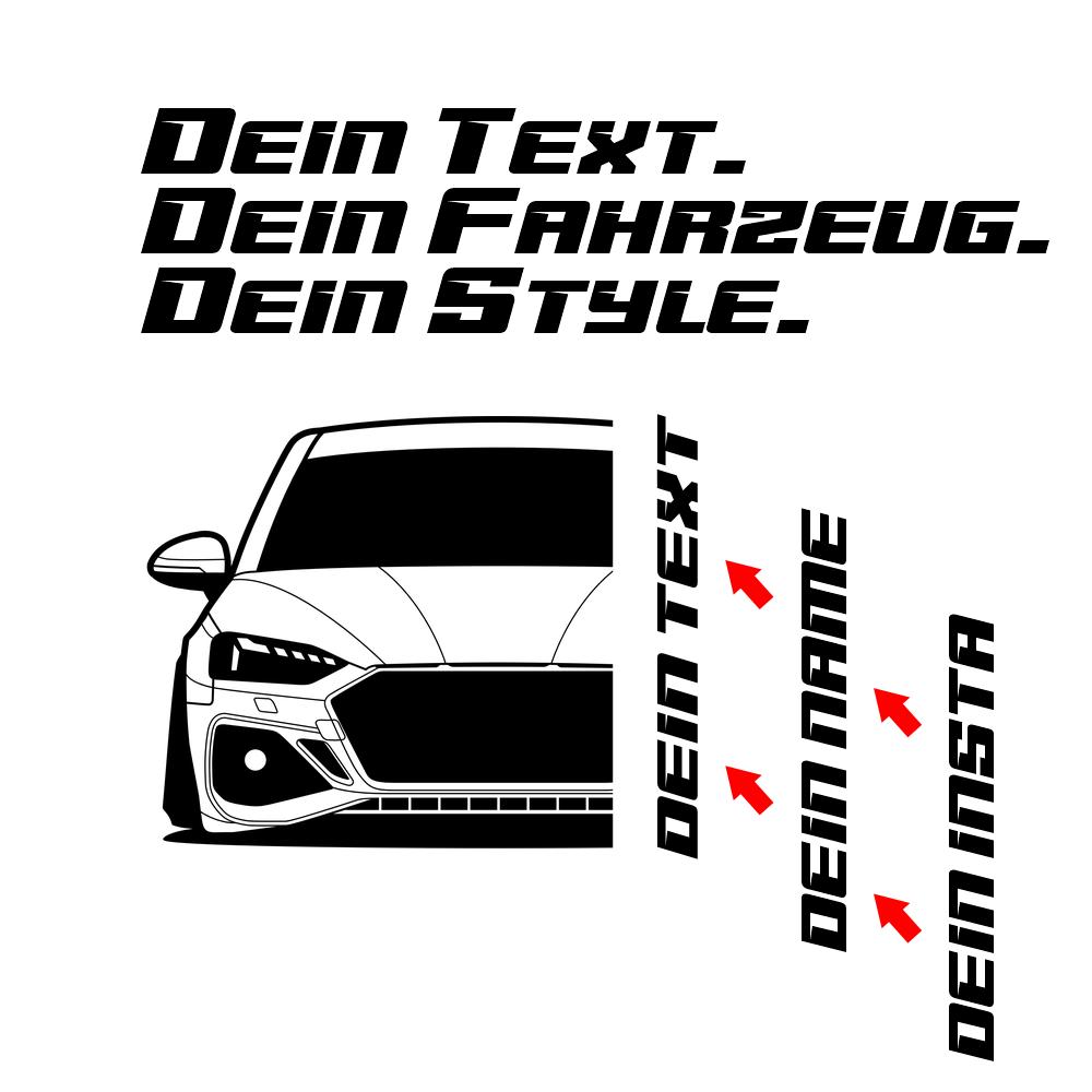 3.	Audi RS5 Sportback Hoodie mit individuellem Seitennamen, Car Apparel Design