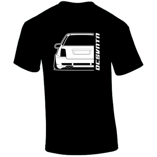 1.	Audi RS4 B5 T-Shirt Rückseite mit Schriftzug, schwarzes Car Shirt Design