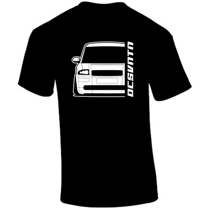 Audi A2 T-Shirt Vorderseite mit Schriftzug, schwarzes Car Shirt Design