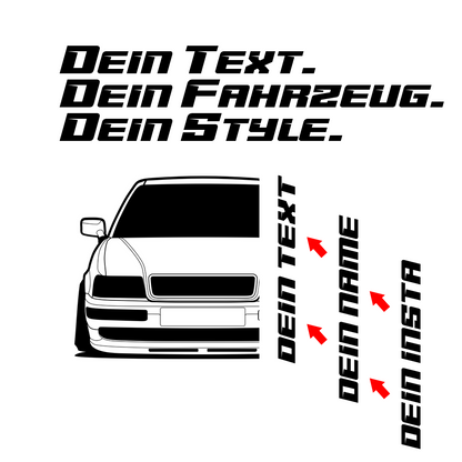 3.	Audi 80 Quattro S2 B4 Hoodie mit individuellem Seitennamen, Car Apparel Design