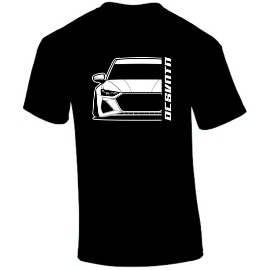 1.	Audi RS7 Sportback T-Shirt Vorderseite mit Schriftzug, schwarzes Car Shirt Design