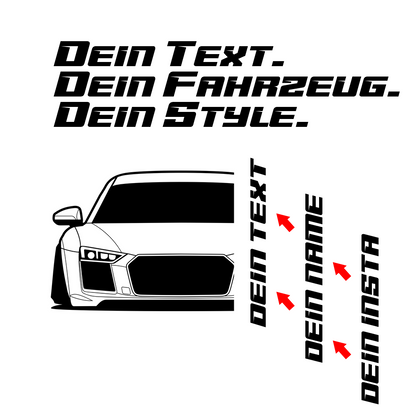 Audi R8 V10 Hoodie mit individuellem Seitennamen, Car Apparel Design