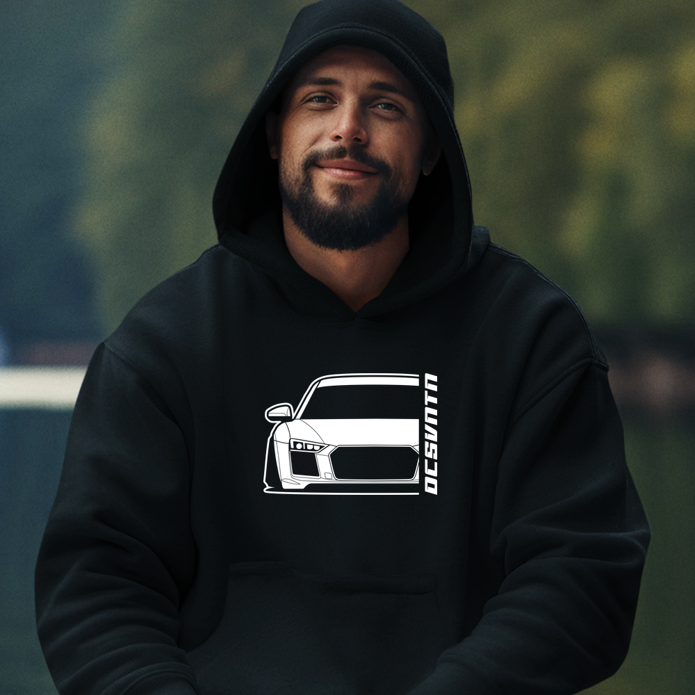 Audi R8 V10 Hoodie mit Print, Auto Hoodie für Audi Fans Baujahr 2015