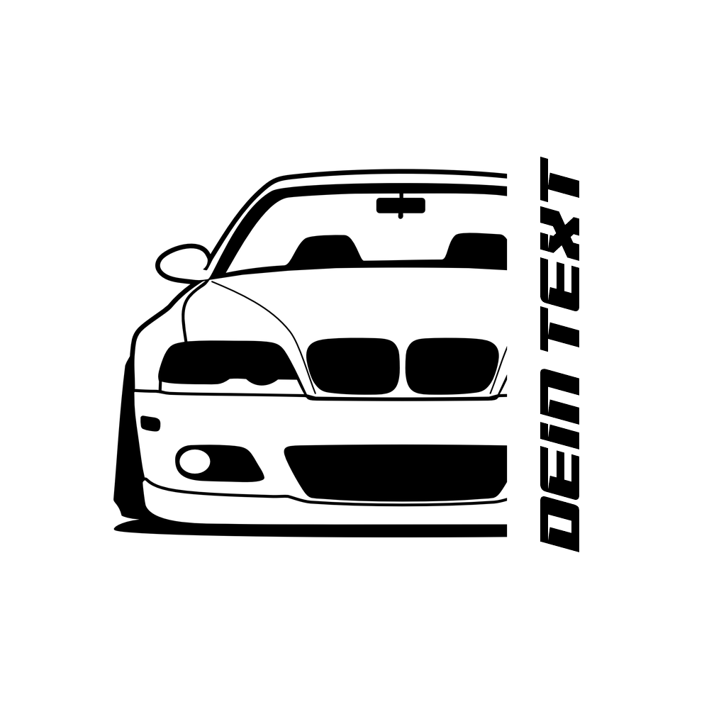 BMW E46 T-Shirt mit personalisierbarem Seitenschriftzug für BMW Fans