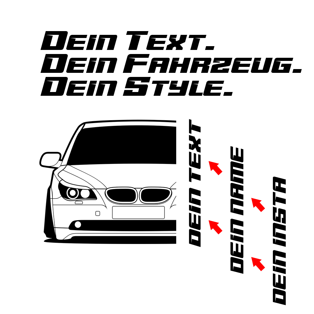 BMW E60 Hoodie mit individuellem Seitennamen, Car Apparel Design