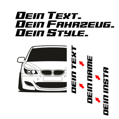 BMW M5 E60 Hoodie mit individuellem Seitennamen, Car Apparel Design