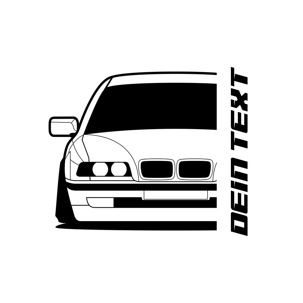 BMW E38 T-Shirt mit personalisierbarem Seitenschriftzug für BMW Fans