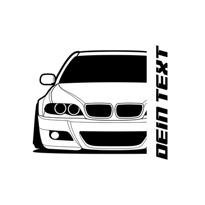 BMW E46 Facelift T-Shirt mit personalisierbarem Seitenschriftzug für BMW Fans