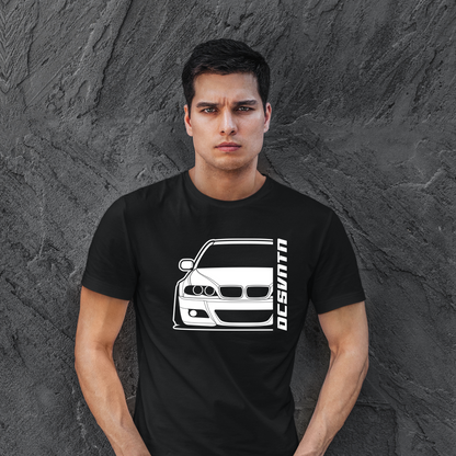 BMW E46 Facelift T-Shirt mit Print, Car Shirt für BMW Fans Baujahr 2001