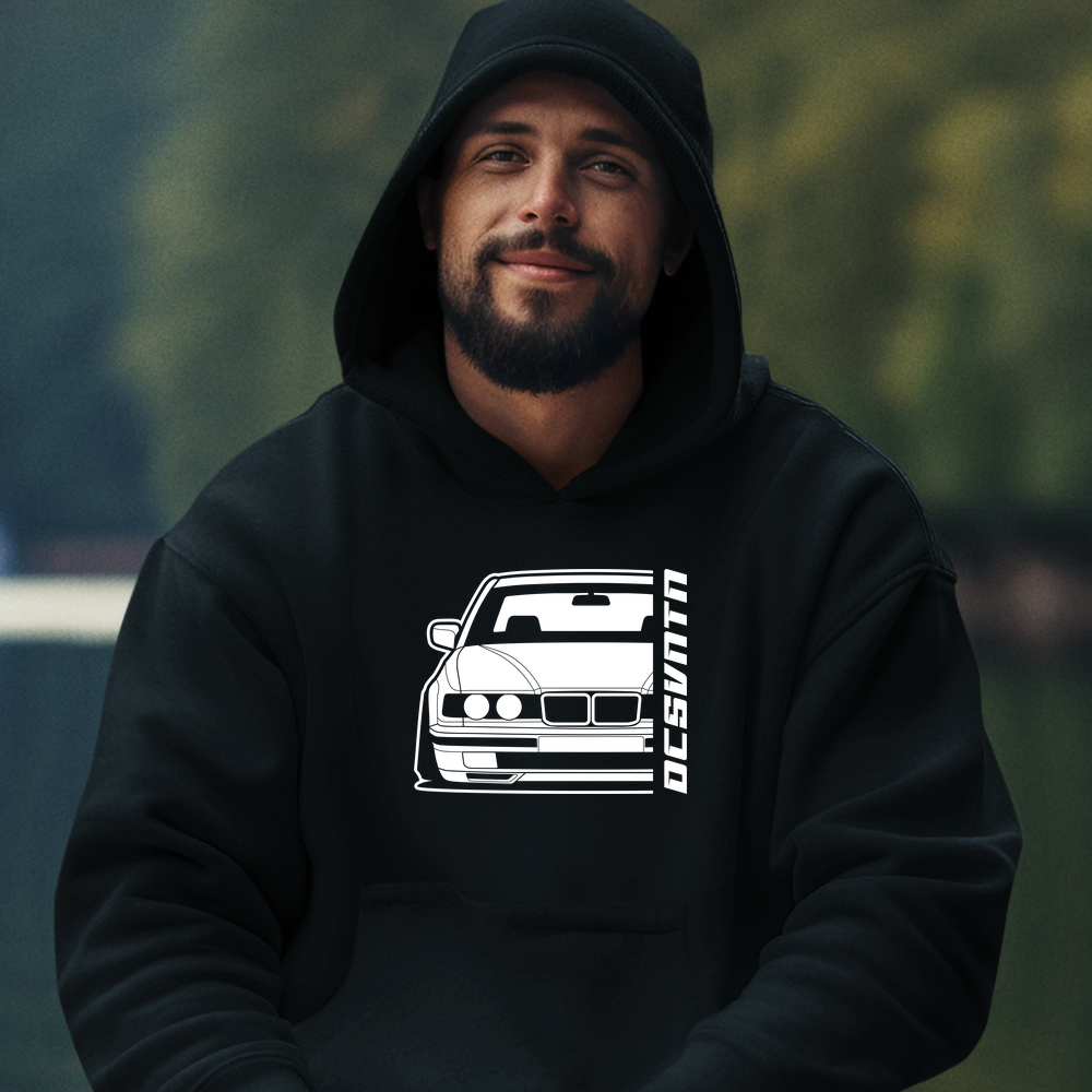 BMW E32 Hoodie mit Print, Auto Hoodie für BMW Fans Baujahr 1986