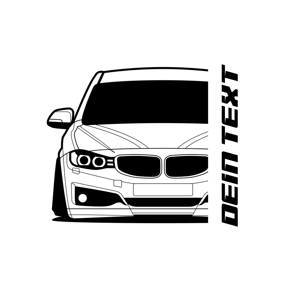 BMW F34 3er GT T-Shirt mit personalisierbarem Seitenschriftzug für BMW Fans