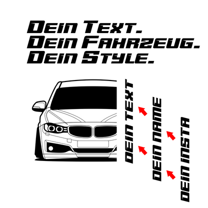 BMW F34 3er GT Hoodie mit individuellem Seitennamen, Car Apparel Design