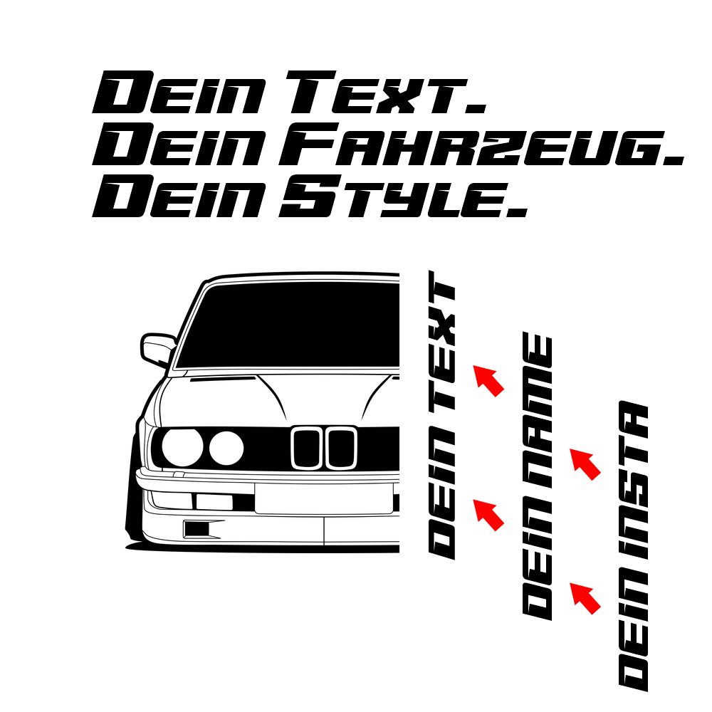 BMW E28 5er Hoodie mit individuellem Seitennamen, Car Apparel Design