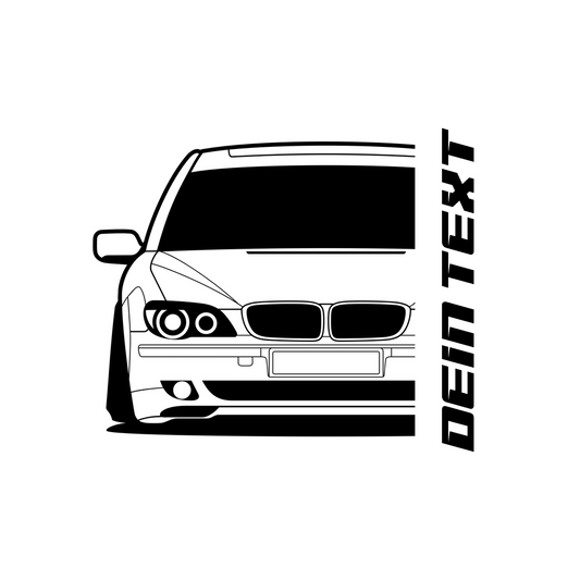 BMW E65 7er T-Shirt mit personalisierbarem Seitenschriftzug für BMW Fans