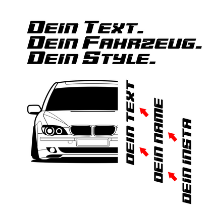 BMW E65 7er Hoodie mit individuellem Seitennamen, Car Apparel Design