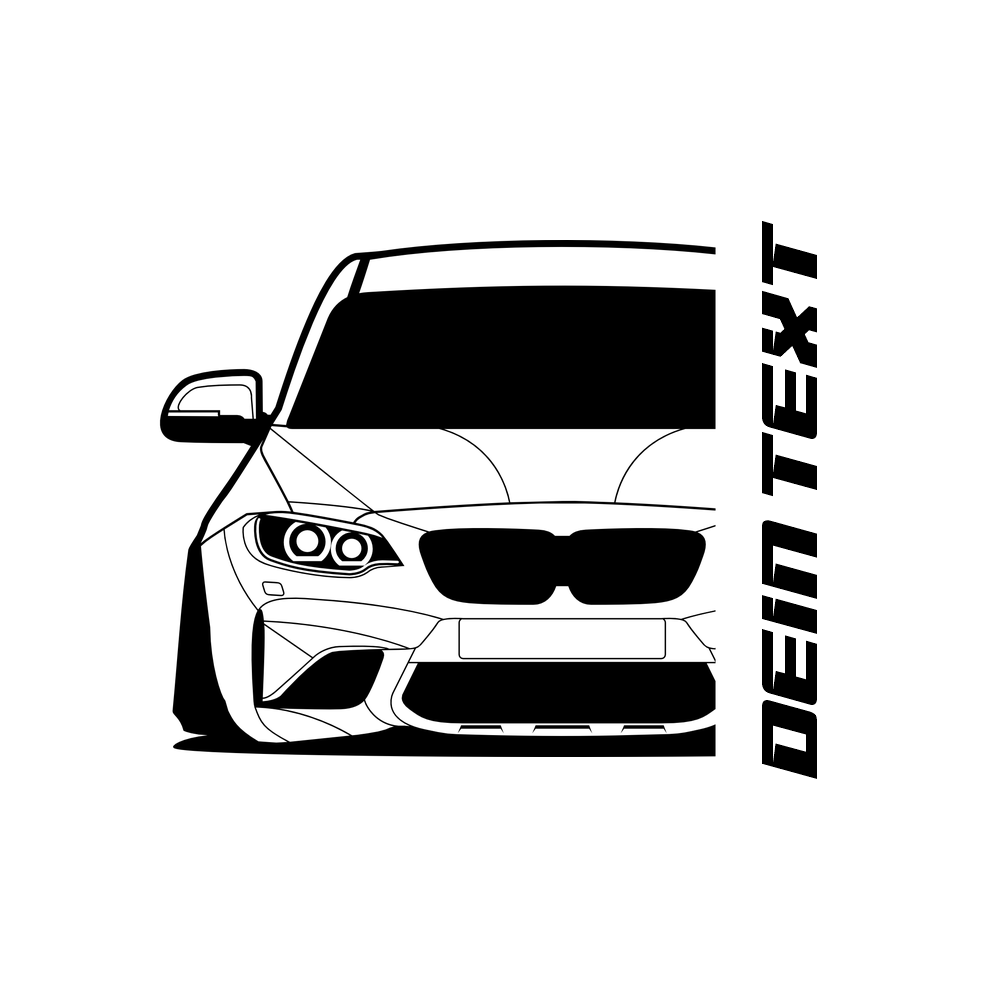 BMW M2 F87 Coupe T-Shirt mit personalisierbarem Seitenschriftzug für BMW Fans