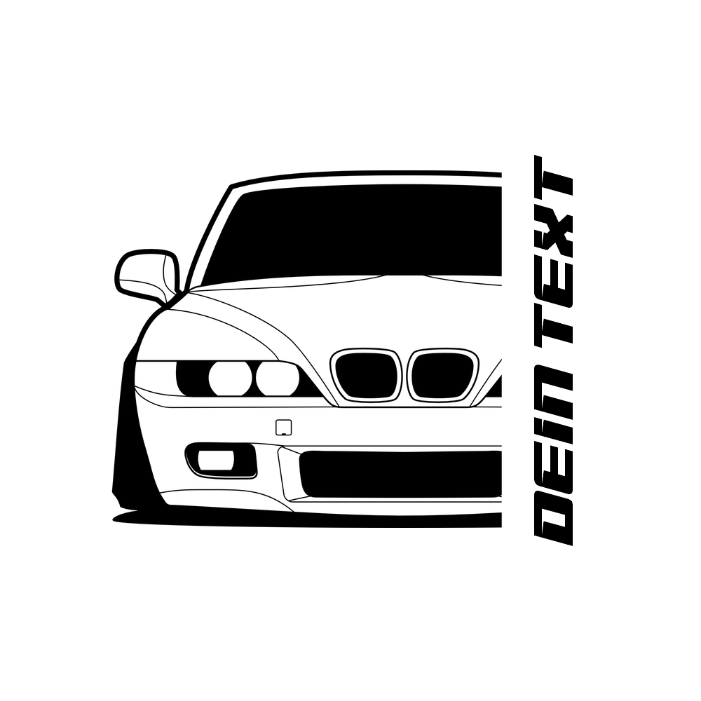 BMW Z3 E36 T-Shirt mit personalisierbarem Seitenschriftzug für BMW Fans