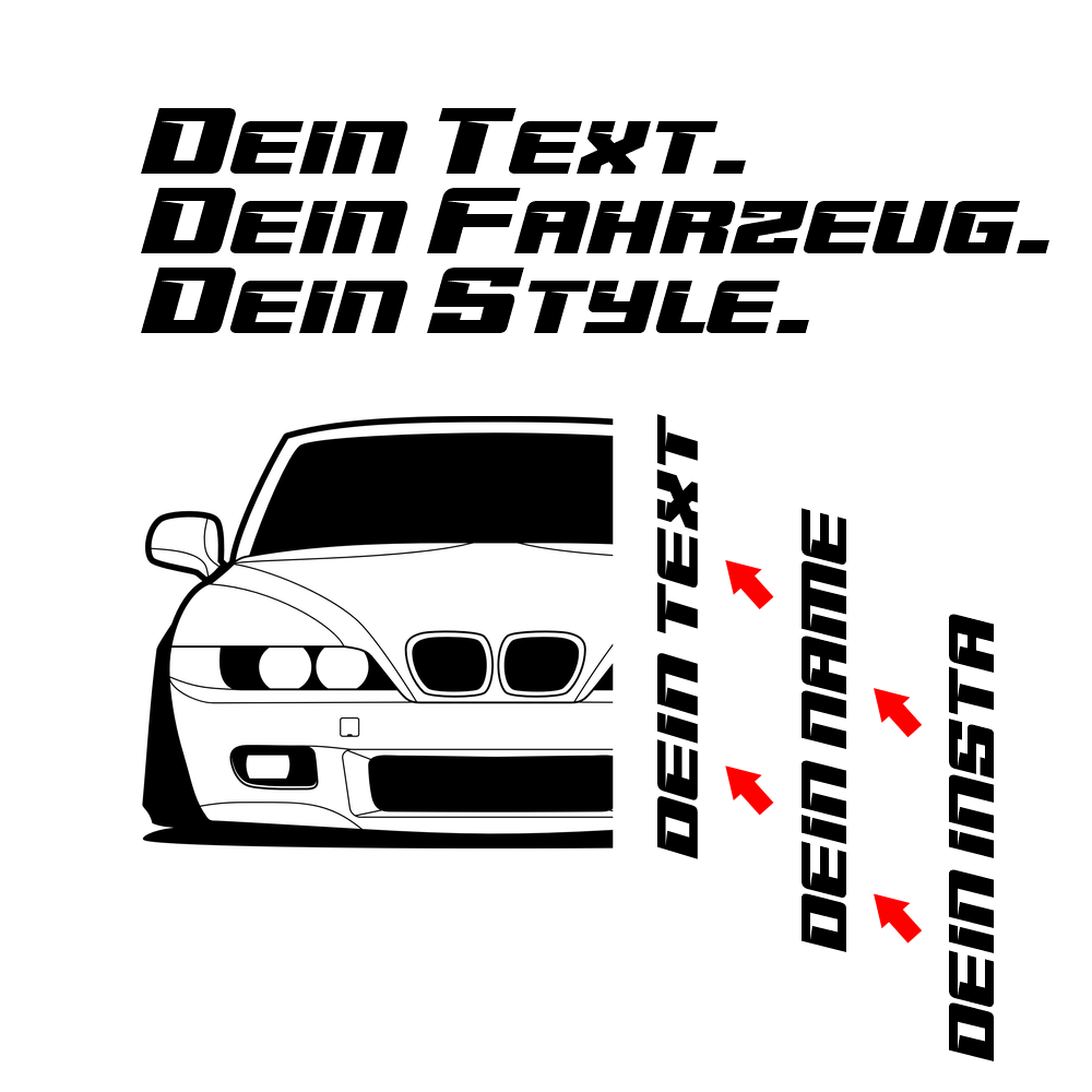 BMW Z3 E36 Hoodie mit individuellem Seitennamen, Car Apparel Design