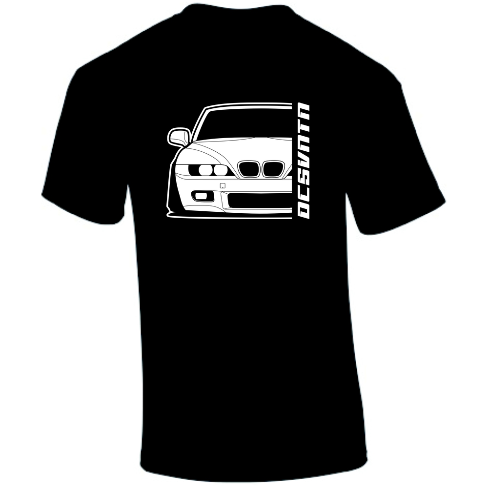 BMW Z3 E36 T-Shirt Vorderseite mit Schriftzug, schwarzes Car Shirt Design