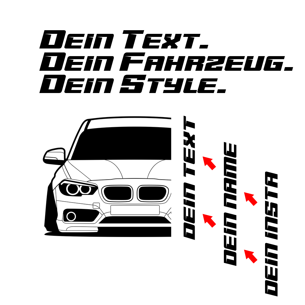 3.	BMW 1er F20 Facelift Hoodie mit individuellem Seitennamen, Car Apparel Design